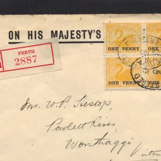 1912 (29th Nov) W.A. "ONE PENNY" surcharge on 2d ...
