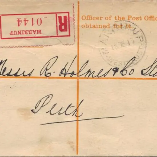 1913 16th Dec) 4d kangaroo registered envelope ...