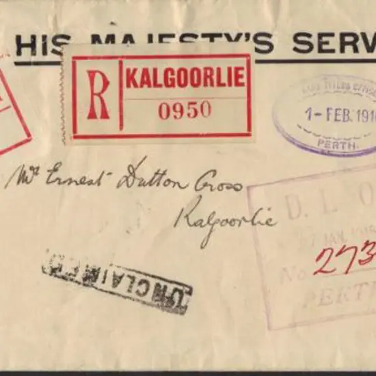 1915 (17th Dec) OHMS long envelope Perth to ...