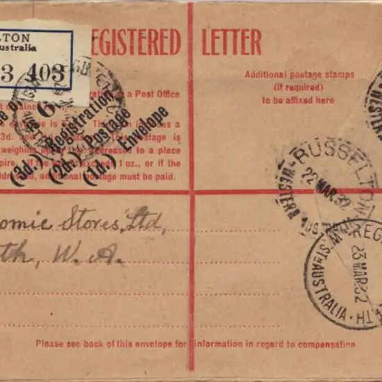 1930 5d on 4½d KGV provisional envelope (RE23) ...