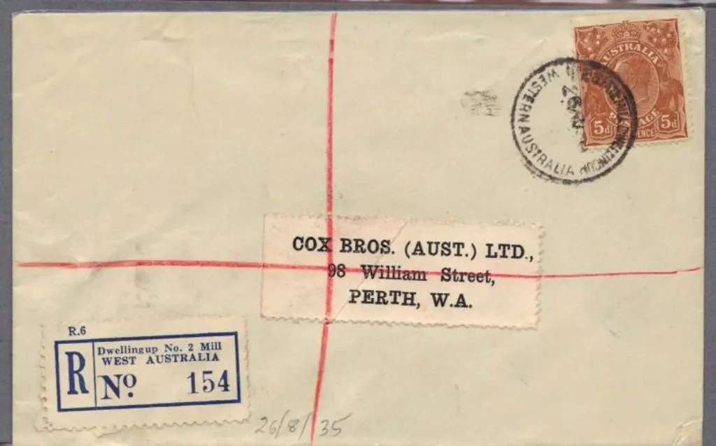 1935 (26th Aug) registered cover with No. 2 STATE ... Image 1++