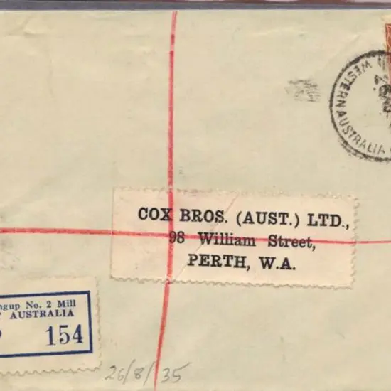 1935 (26th Aug) registered cover with No. 2 STATE ...