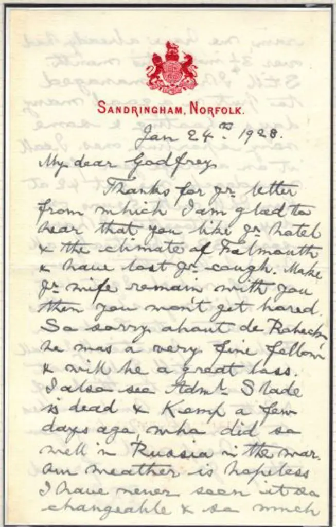 King George V 1928 (24th Jan) hand written letter ... Image 1++