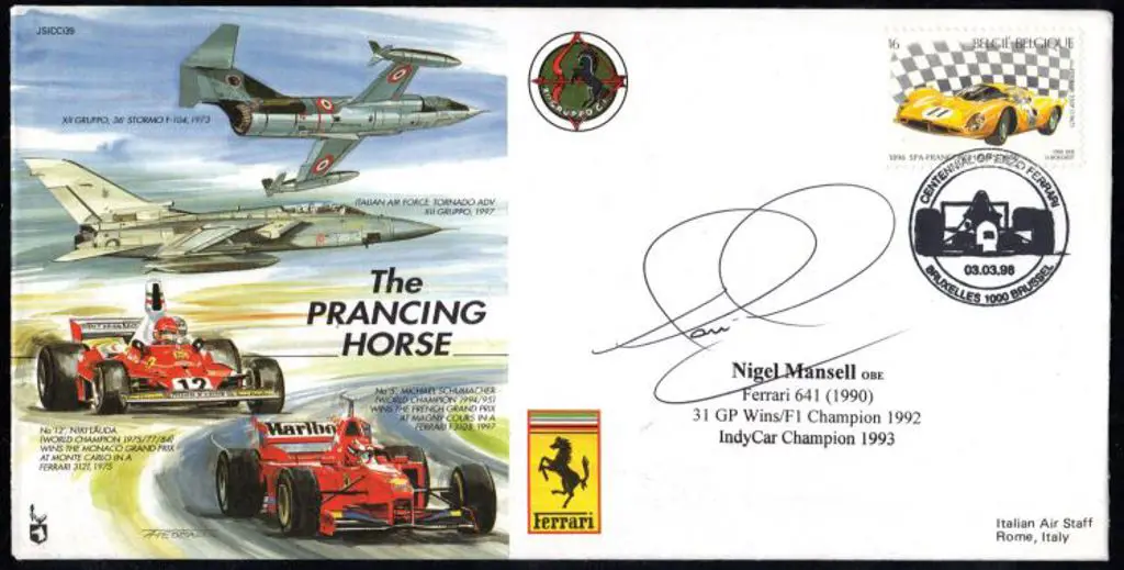 Nigel Mansell signed 1998 Ferrari commemorative ... Image 1++