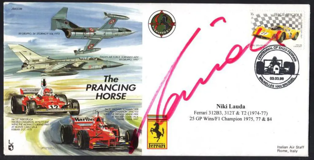 Niki Lauda Bold signature in red on 1998 Ferrari ... Image 1++
