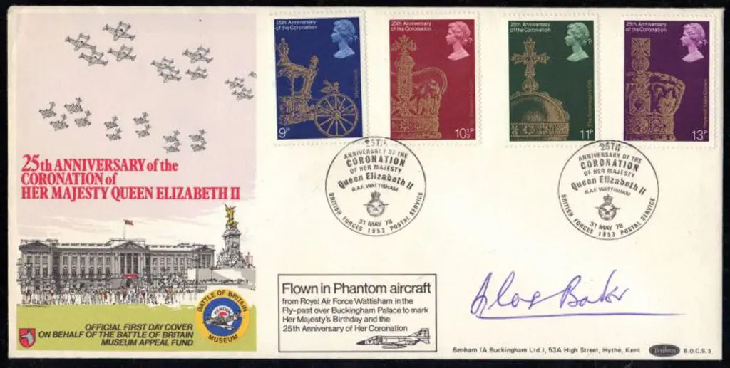 Sir Douglas Bader signed 1978 QEII Coronation ... Image 1++