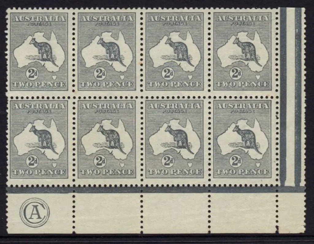 2d grey CA Monogram left pane block of 8 with ... Image 1++