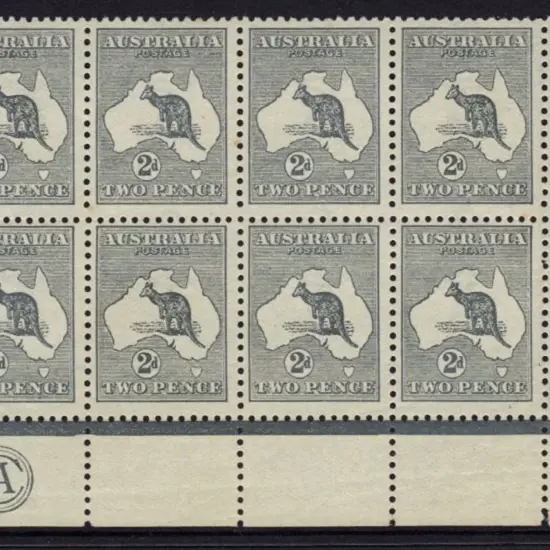 2d grey CA Monogram left pane block of 8 with ...