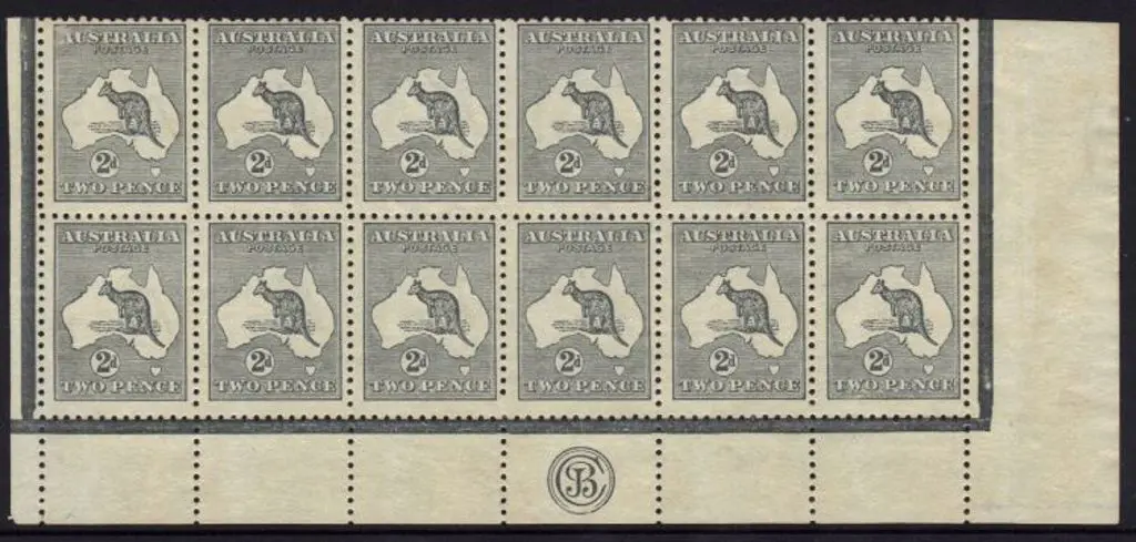 2d grey JBC Monogram corner block of 12. MUH but ... Image 1++
