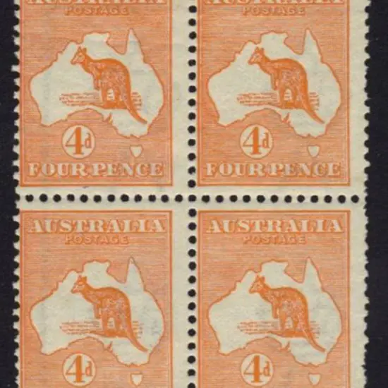 4d orange MUH/MLH block of 4 centred to left. ...