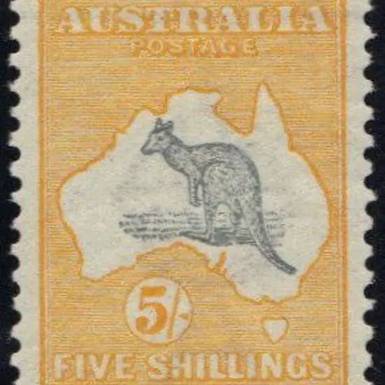 5/- grey & yellow MLH & well centred. SG 13, ACSC ...