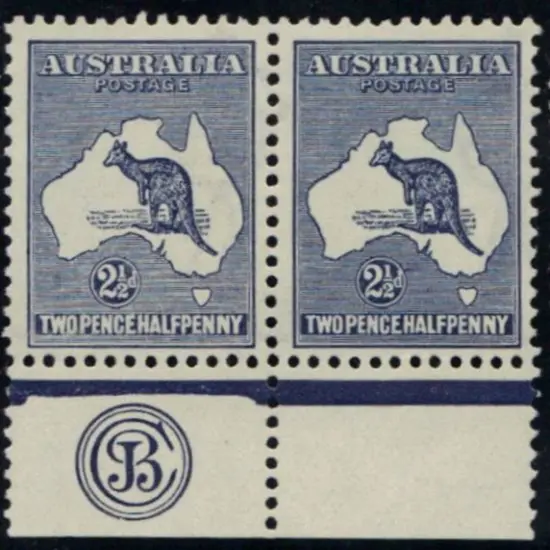 2½d indigo plate 1 upper plate JBC Monogram pair ...