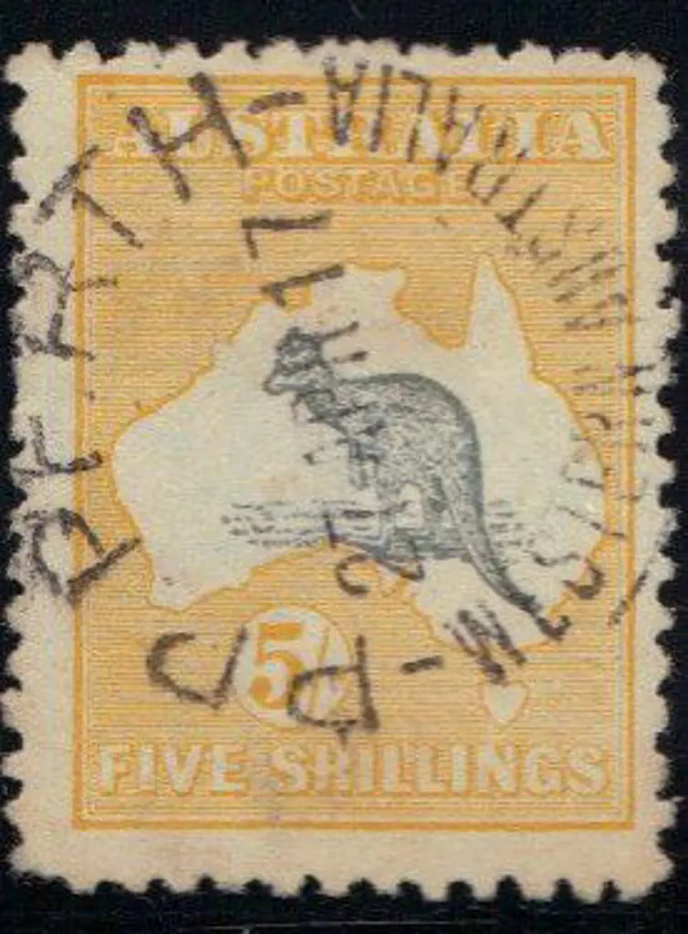 5/- grey & yellow fine used with neat full central ... Image 1++