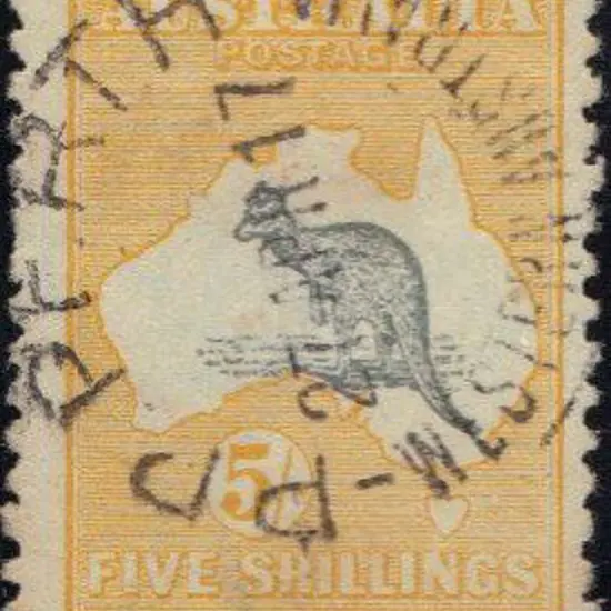5/- grey & yellow fine used with neat full central ...