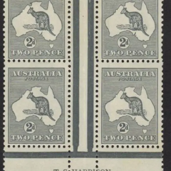2d grey TS Harrison imprint block of 4 MUH with ...