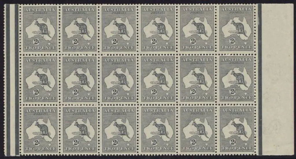 2d grey Die I block of 18 fresh MUH from right ... Image 1++