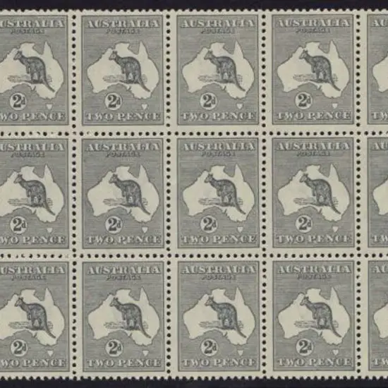 2d grey Die I block of 18 fresh MUH from right ...
