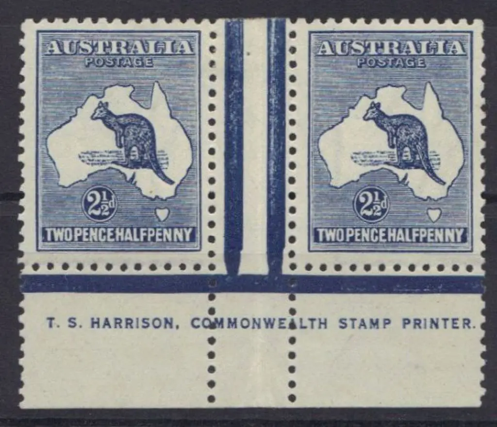 2½d deep blue Harrison one line imprint gutter ... Image 1++