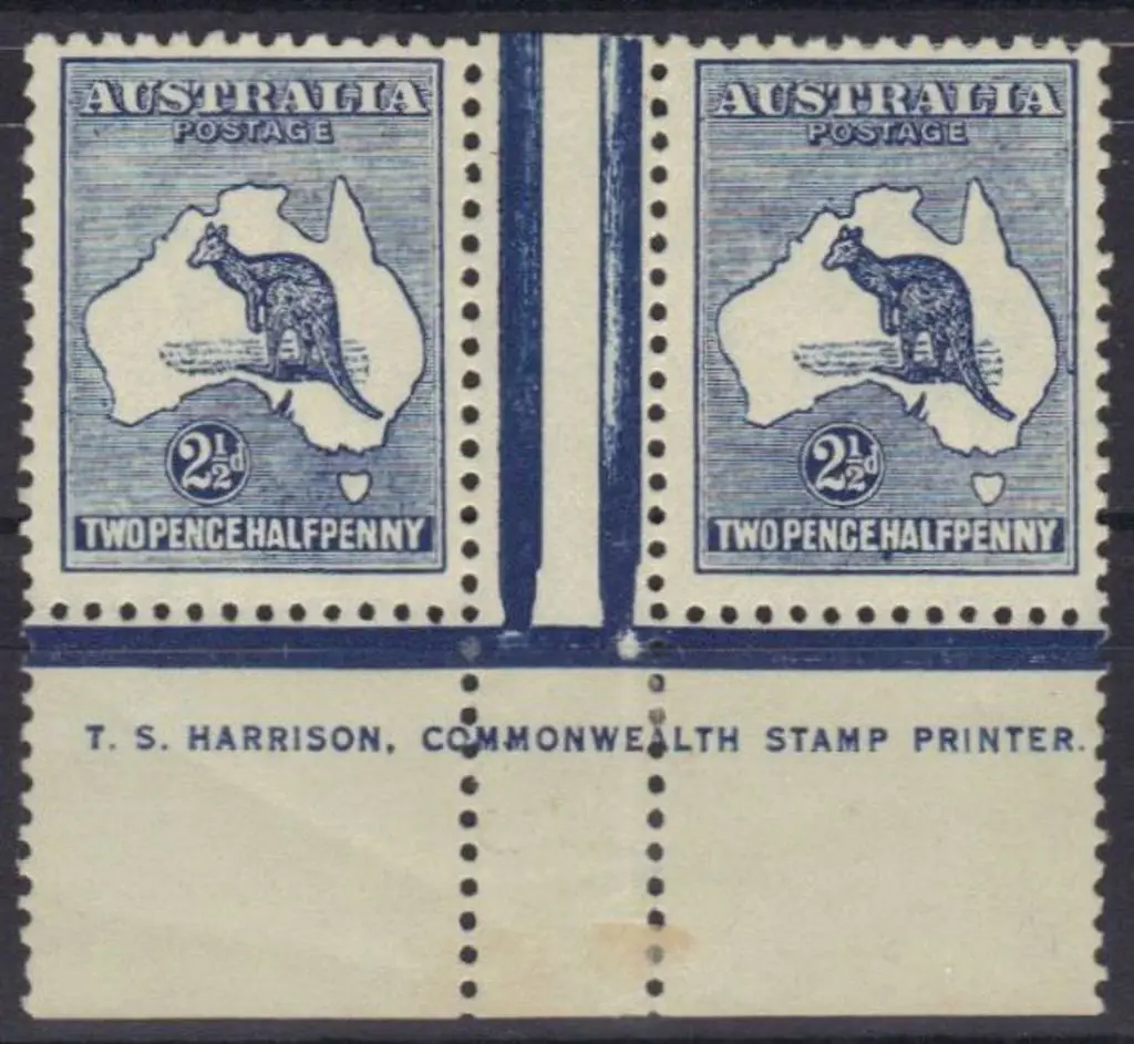 2½d deep blue Harrison one line imprint gutter ... Image 1++