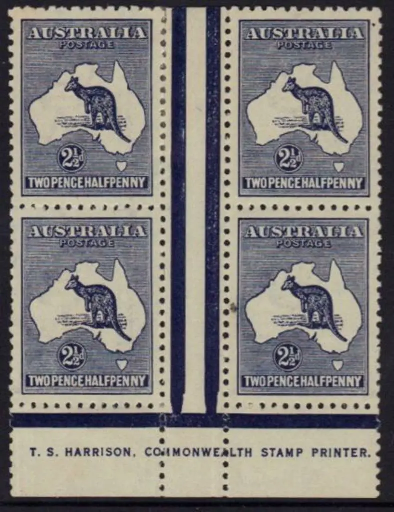 2½d indigo Harrison one line imprint block of 4. ... Image 1++