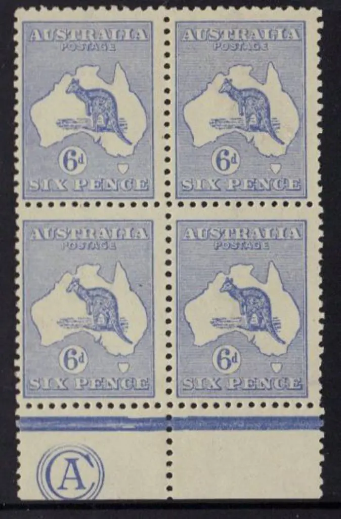 6d ultramarine CA Monogram lower plate block of 4. ... Image 1++
