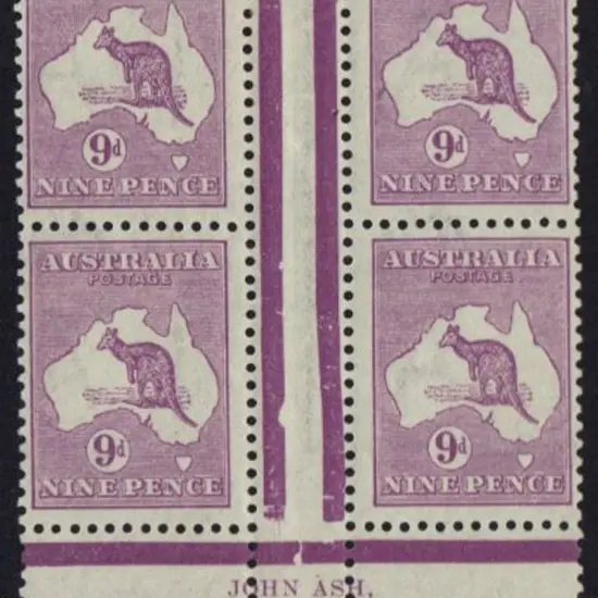 9d violet Die IIB John Ash imprint gutter block of ...