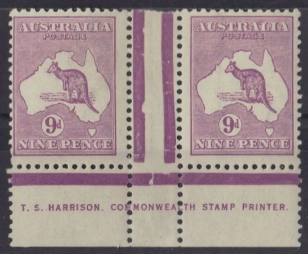 9d violet Die IIB Harrison one line imprint pair ... Image 1++