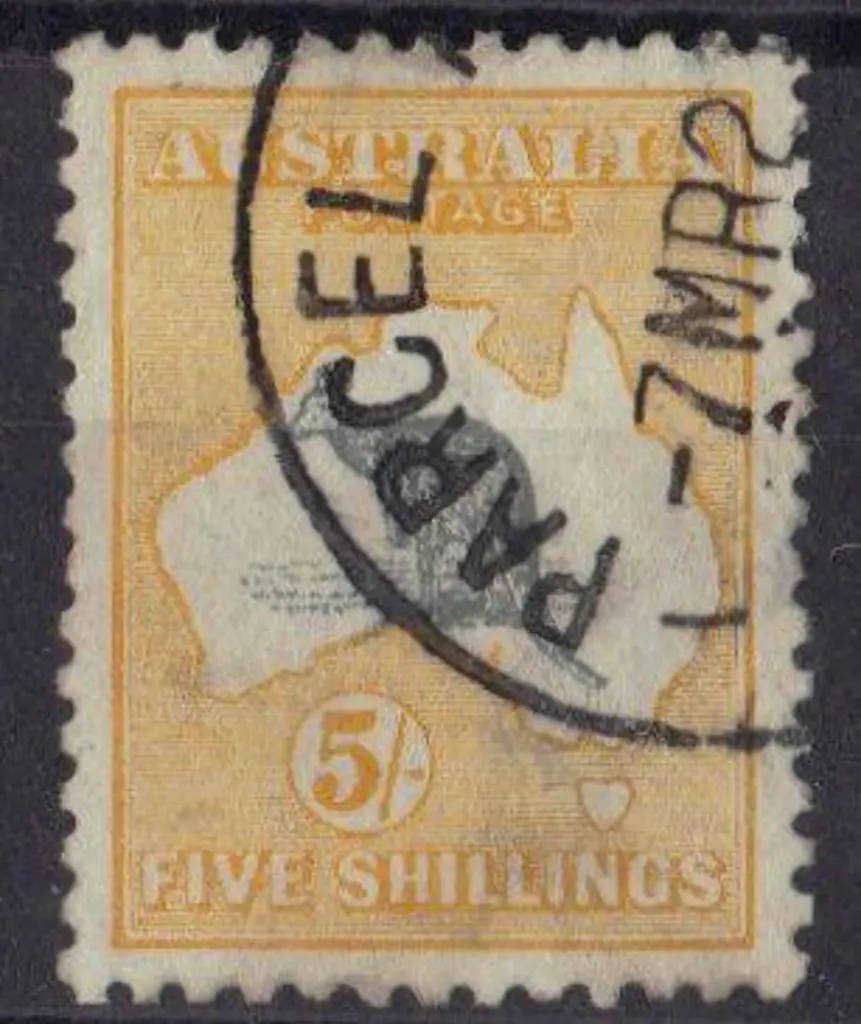 5/- grey & yellow F/U with part PARCEL corner cds. ... Image 1++