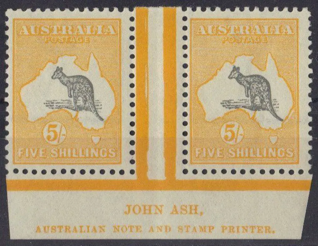 5/- grey & yellow John Ash Imprint pair with ... Image 1++
