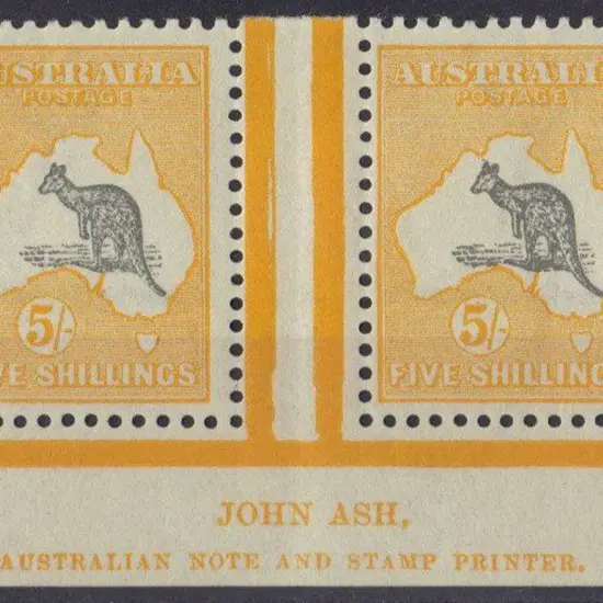 5/- grey & yellow John Ash Imprint pair with ...