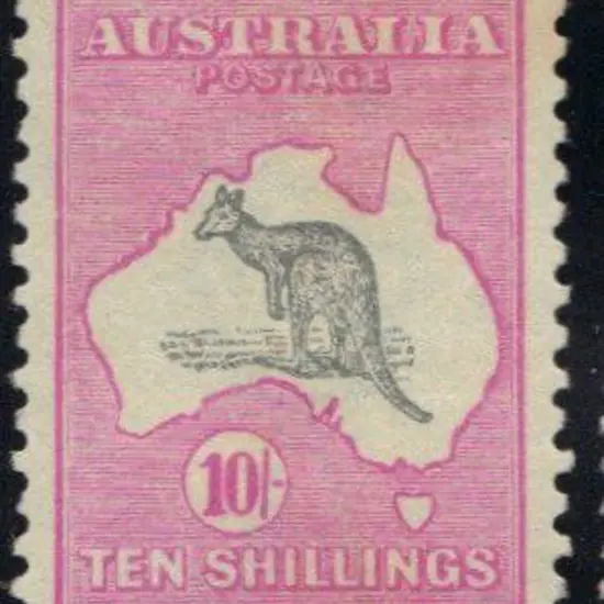 10/- grey & bright aniline pink. MLH. A hint of ...