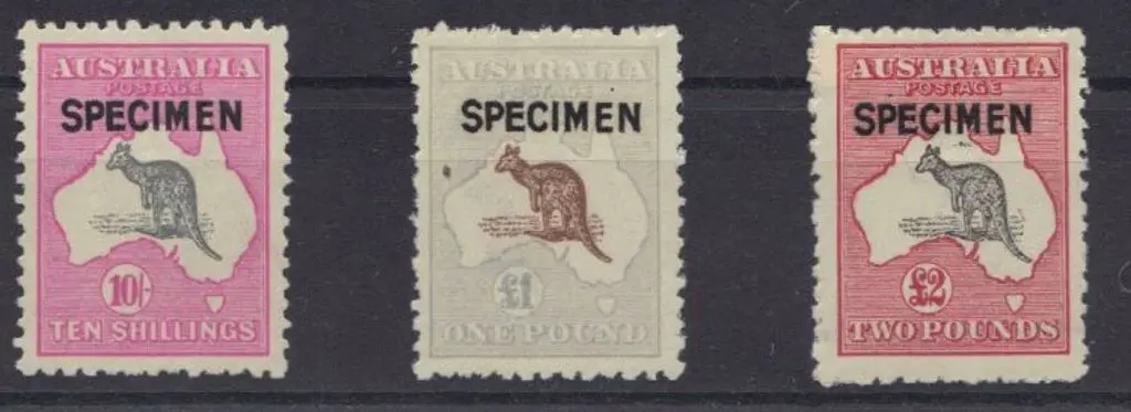 £2, £1 & 10/- all ovptd SPECIMEN type B.  10/- & ... Image 1++