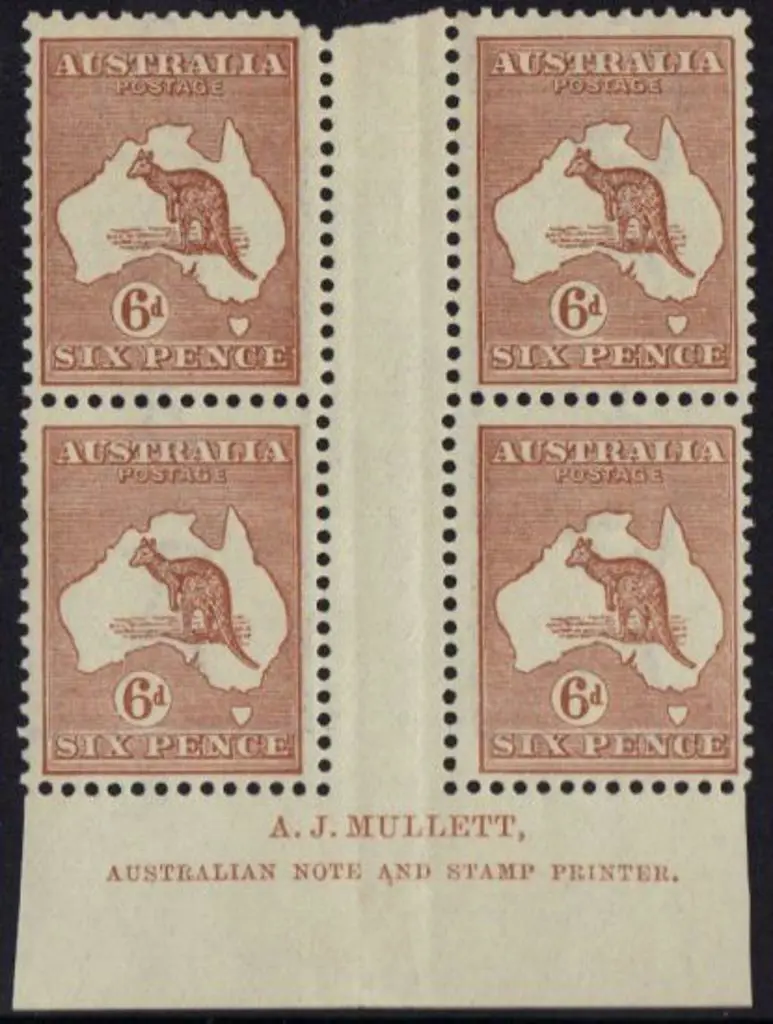 1923-24 New colours 6d chestnut AJ Mullett imprint ... Image 1++