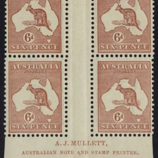 1923-24 New colours 6d chestnut AJ Mullett imprint ...