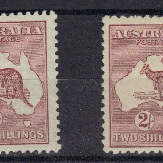 2/- maroon x 2 One MUH centred slightly to left ...