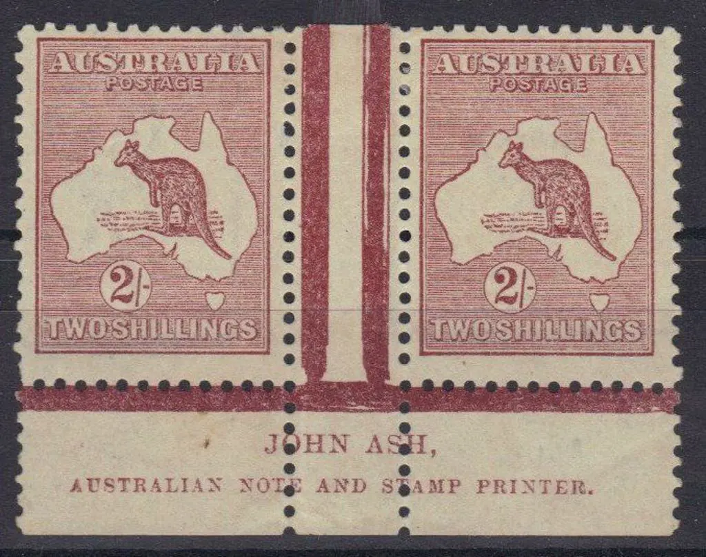 2/- maroon John Ash imprint pair. "N" over "N". ... Image 1++