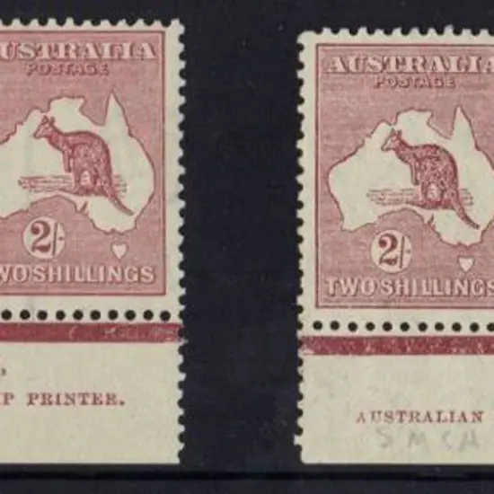 2/- maroon AJ Mullett imprint pair MLH & 1929/30 ...