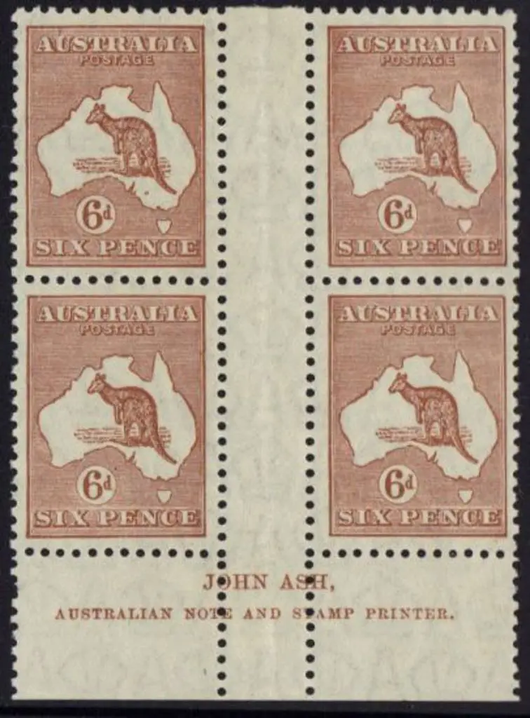6d chestnut John Ash imprint block of 4. MVLH in ... Image 1++
