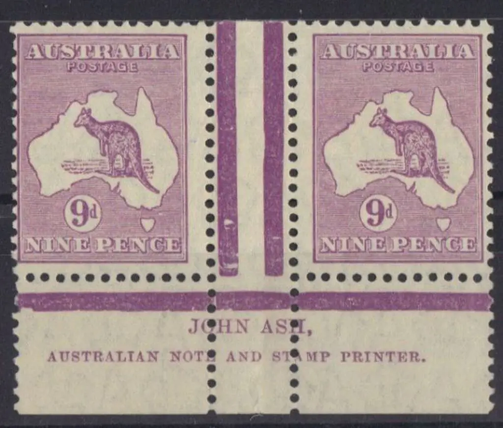 9d violet John Ash imprint pair. MVLH in gutter ... Image 1++