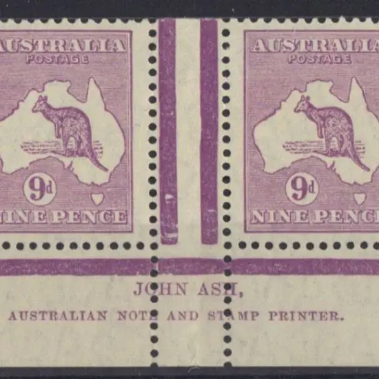 9d violet John Ash imprint pair. MVLH in gutter ...