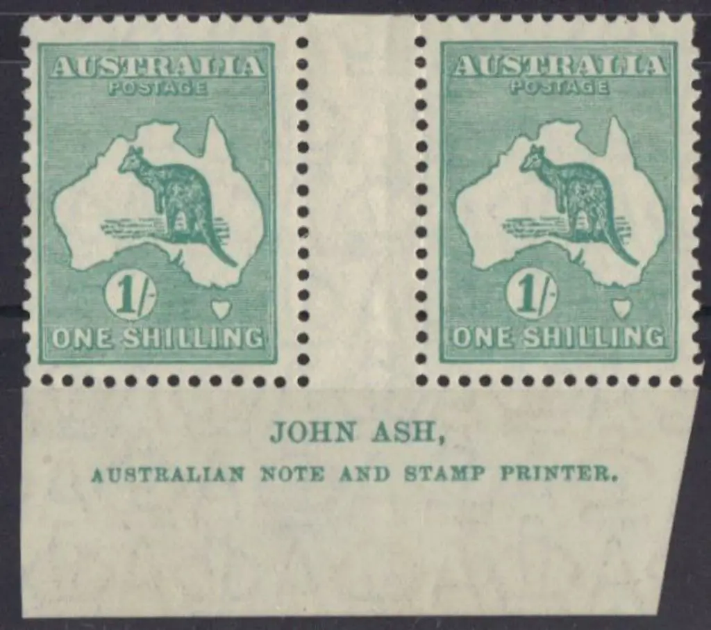 1/- blue-green John Ash imprint pair with light ... Image 1++