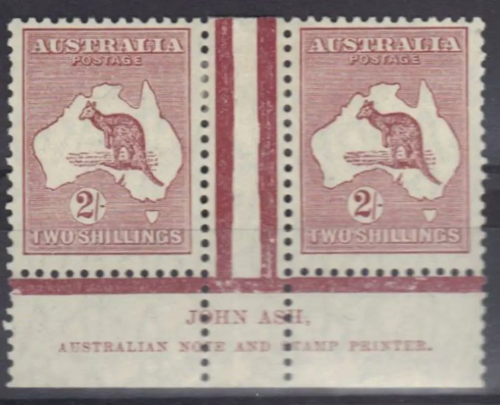 2/- maroon John Ash imprint pair MLH with good ... Image 1++