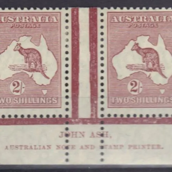 2/- maroon John Ash imprint pair MLH with good ...
