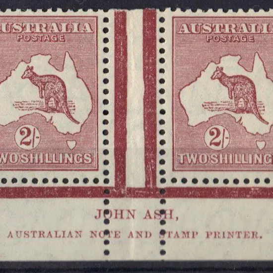 2/- maroon John Ash imprint pair MVLH in top ...