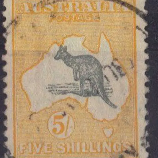 5/- grey & yellow. Lightly used with indistinct ...