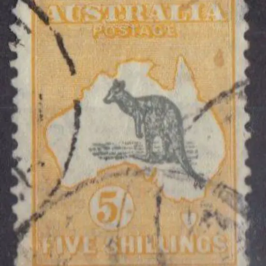 5/- grey & yellow good used with 3 overlapping cds ...