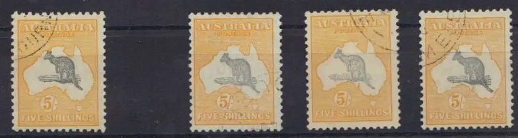 5/- grey & yellow F/U & 1931/6 CofA ditto x 3, all ... Image 1++