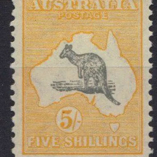5/- grey & yellow MLH. Centred slightly up. With ...