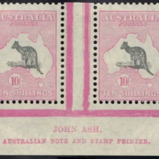 10/- grey & pink John Ash imprint gutter pair ...