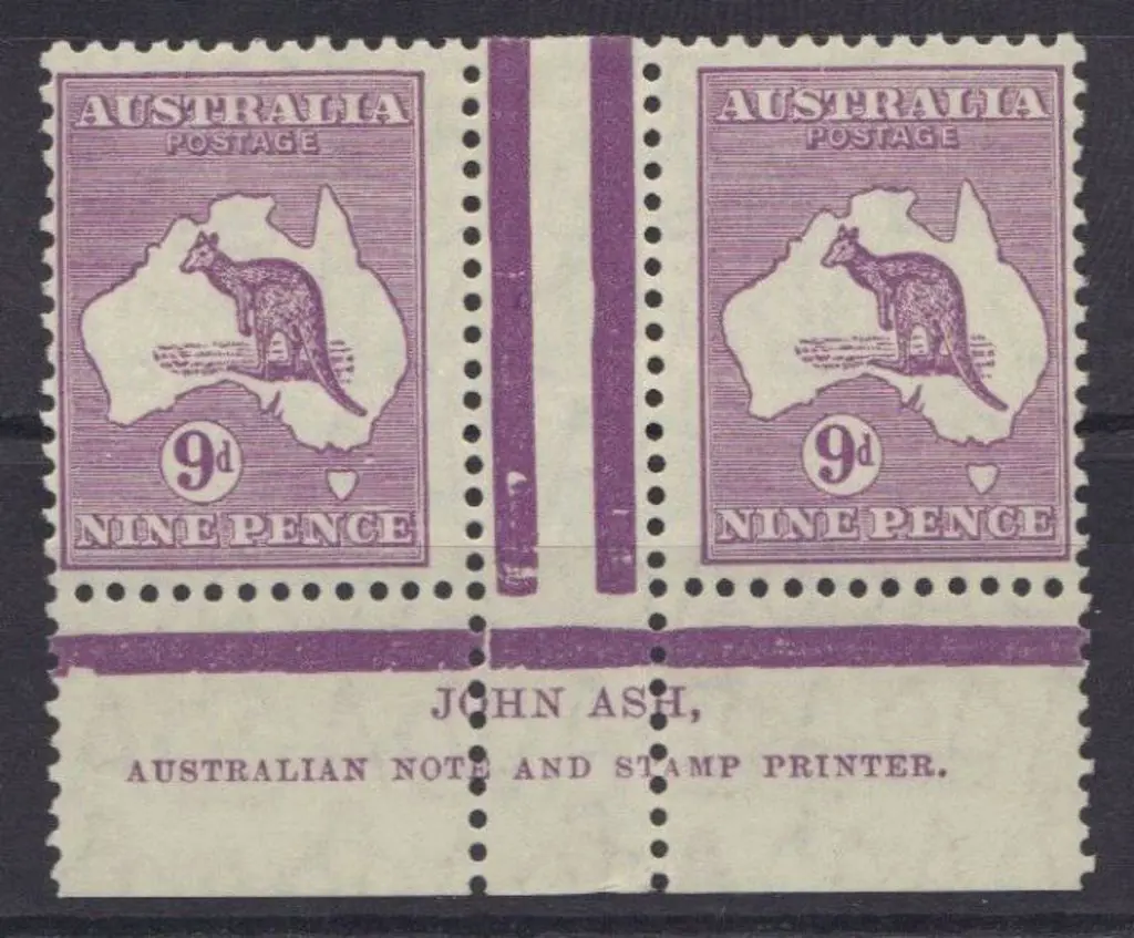 9d violet John Ash imprint gutter pair. MLH. Usual ... Image 1++